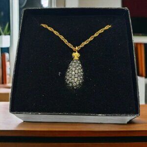 Joan Rivers Black Crystal Egg Pendant with 28" Chain Gold Tone‎ Black Necklace